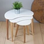 Oval wooden nesting coffee tables set of 3