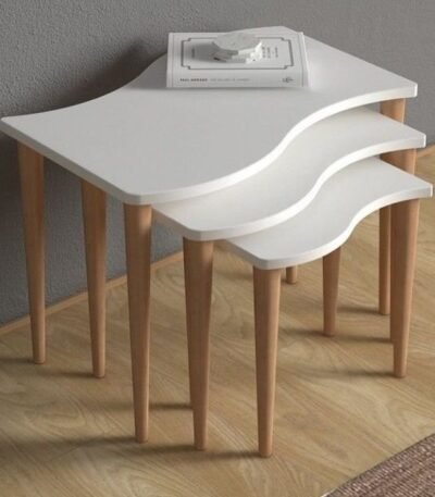 Wooden nesting coffee tables set of 3